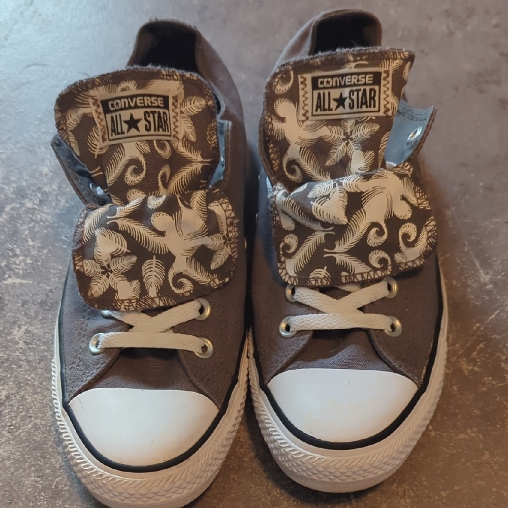 Converse Double Tongue Black and Teal Sneakers
